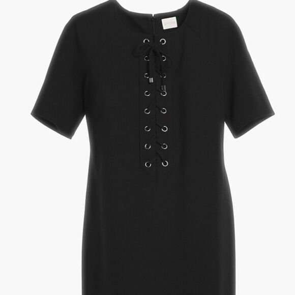 Chicos Black Shortsleeve Soild Lace up Dress - Picture 6 of 15